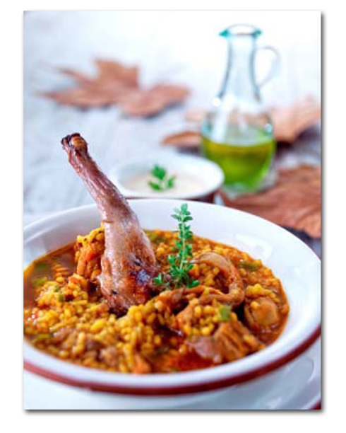 Arroz caldoso con conejo y setas