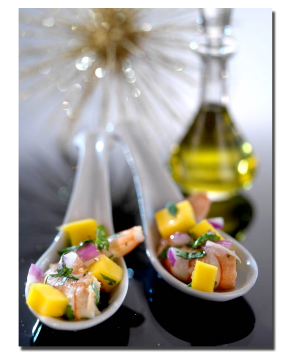 Ceviche de langostinos con mango